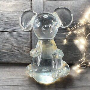 1980s Clear Glass Koala Bear Figurine Paperweight Glassware Whimsical Figure